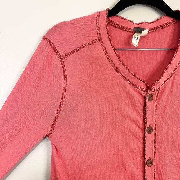 We The Free People Women's Pink Long Sleeve Peplum Ruffle Cotton Top Size XS - Picture 2 of 9